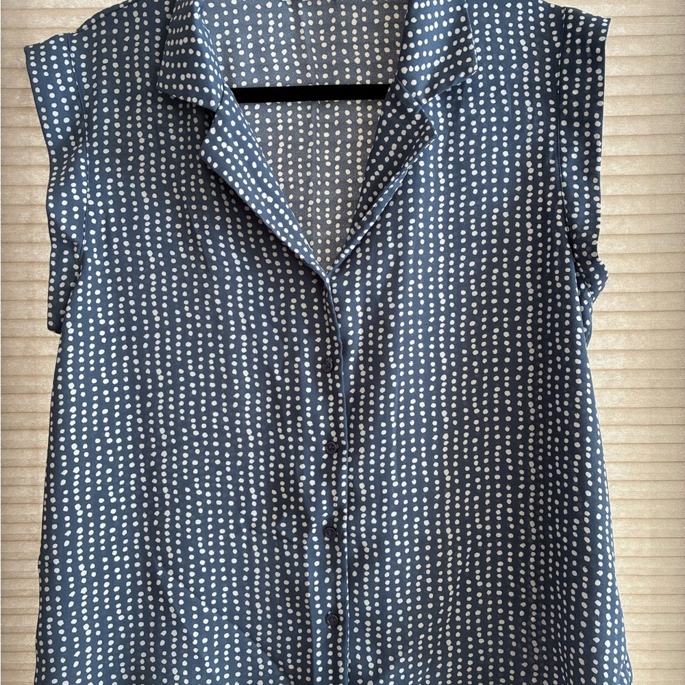 Pleione Navy and White Dot Blouse